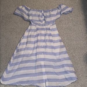Lulus blue and white stripe off the shoulder dress
